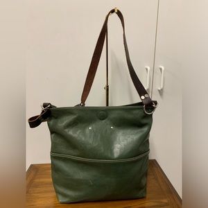 Green leather crossbody bag